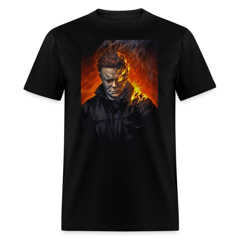 "Burning Michael Myers: Horror Inferno Tee" - black