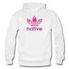 Native American logo pink gradient Gildan Heavy Blend Adult Hoodie - white