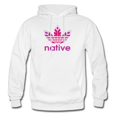 Native American logo pink gradient Gildan Heavy Blend Adult Hoodie - white