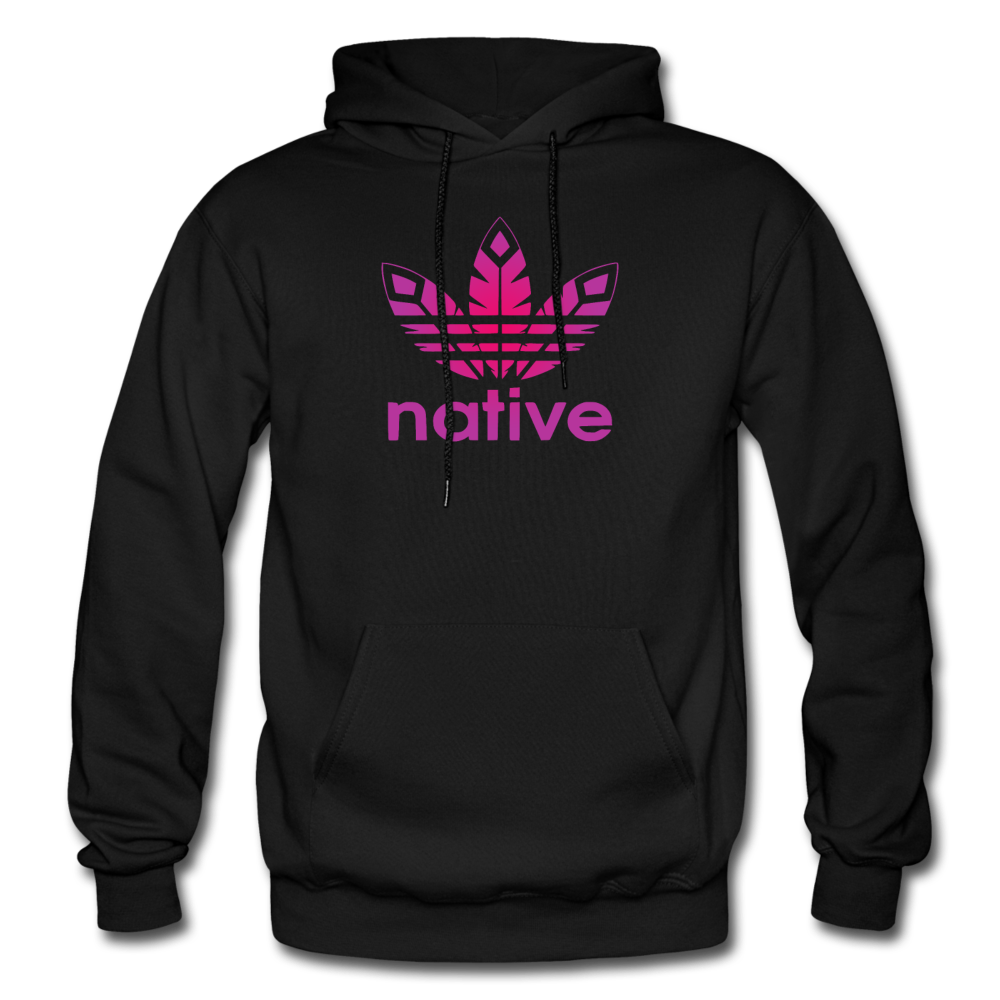 Native American logo pink gradient Gildan Heavy Blend Adult Hoodie - black