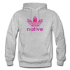Native American logo pink gradient Gildan Heavy Blend Adult Hoodie - heather gray