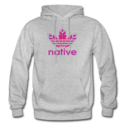 Native American logo pink gradient Gildan Heavy Blend Adult Hoodie - heather gray