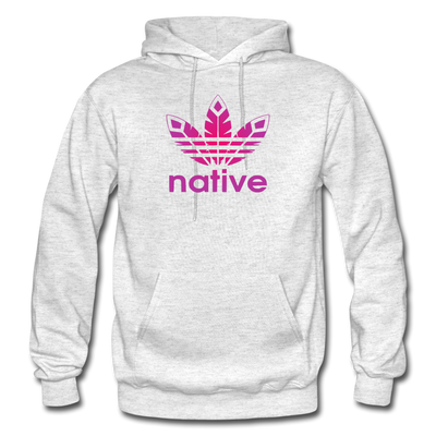 Native American logo pink gradient Gildan Heavy Blend Adult Hoodie - light heather gray