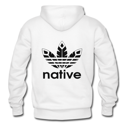 Native logo front and back printed Gildan Heavy Blend Adult Hoodie - white