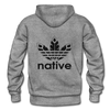 Native logo front and back printed Gildan Heavy Blend Adult Hoodie - graphite heather