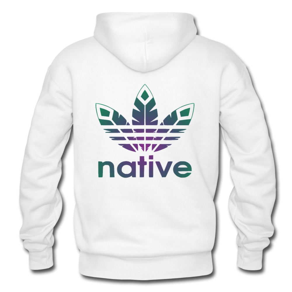 two sided NAtive american logo Gildan Heavy Blend Adult Hoodie - white