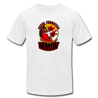 MMIW Native American missing Indigenous Unisex Jersey T-Shirt by Bella + Canvas - white