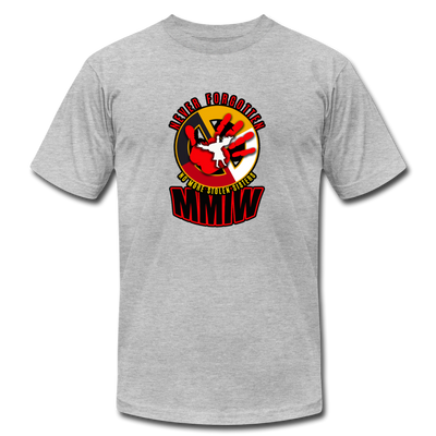 MMIW Native American missing Indigenous Unisex Jersey T-Shirt by Bella + Canvas - heather gray