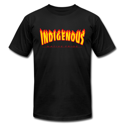 Indigenous Thrasher style Unisex Jersey T-Shirt by Bella + Canvas - black