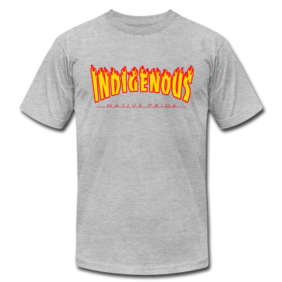 Indigenous Thrasher style Unisex Jersey T-Shirt by Bella + Canvas - heather gray