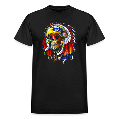 Native design Head dress skull Gildan Ultra Cotton Adult T-Shirt - black